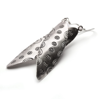 Długie kolczyki srebrne 925 liście – etniczne, ręcznie robione, oksydowane
