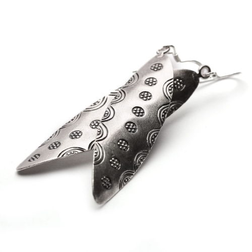 Długie kolczyki srebrne 925 – liście, biżuteria etniczna, ręcznie robione