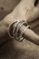 Wąska obrączka z etnicznym motywem srebro 925 handmade