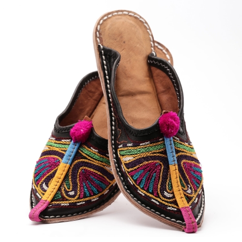 Jutti skórzane klapki indyjskie Łabędzie