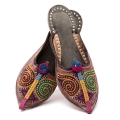 Jutti skórzane klapki indyjskie z Kwiatem