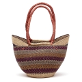 Afrykański kosz zakupowy z długim uchem naturalna trawa