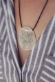 Naszyjnik ze srebrnym dyskiem Kwiaty Zatrzymane Handmade 925 etno boho