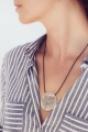 Naszyjnik ze srebrnym dyskiem Kwiaty Zatrzymane Handmade 925 etno boho