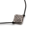 Bransoletka z kwadratową srebrną zawieszką ze spiralą handmade etno boho