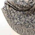 Duży szal indyjski z wzorem Paisley niebieski denim