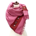 Szal z wełny różowy handmade etno boho z pasem etnicznym